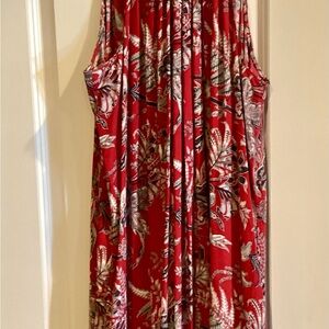 LOFT Red Floral Dress tie neck.
